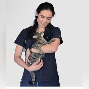 Scrub set navy blue Pomfrey top Hathaway pants size XXL Essential Threads